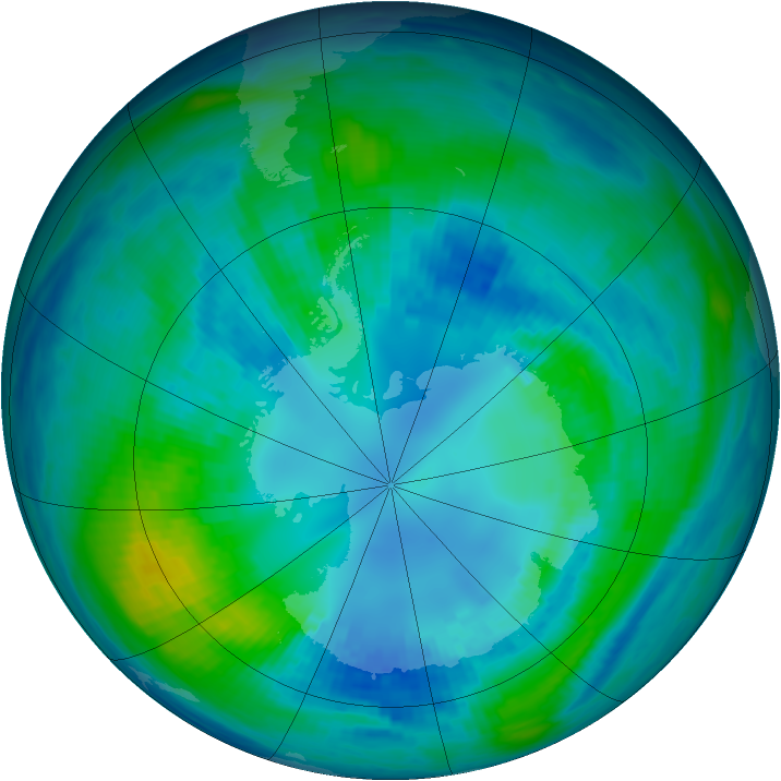 Antarctic ozone map for 20 April 1988